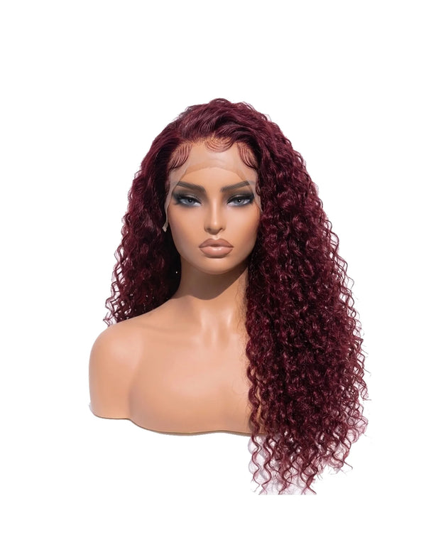 Perruque cheveux naturels bordeaux 99j ondulé profonds long Ly
