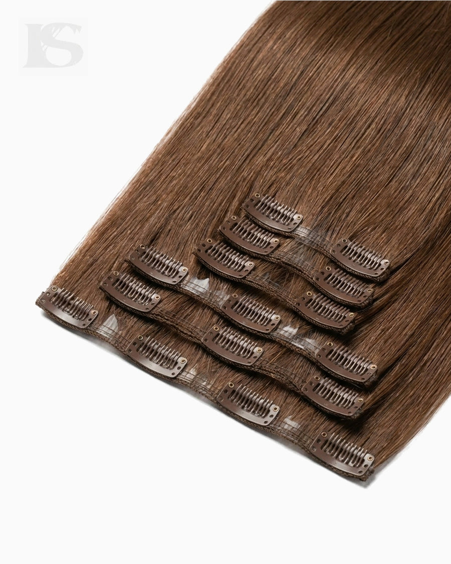 Extension Cheveux Naturel Almond Brown / #7 Lys — les bandes et leurs clips