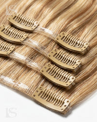 Extensión de Pelo Natural Ash Bronde Highlight / #H21/60/16 Lys — los clips y la banda de silicona