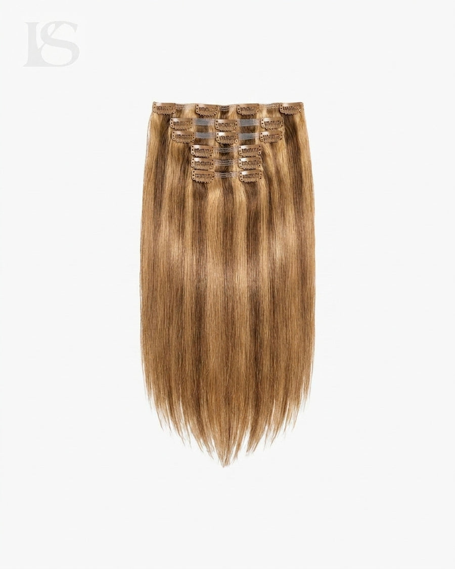 Echthaar Extension Ash Bronde/Strawberry Blonde /  #O21/27 Lys — das komplette Set