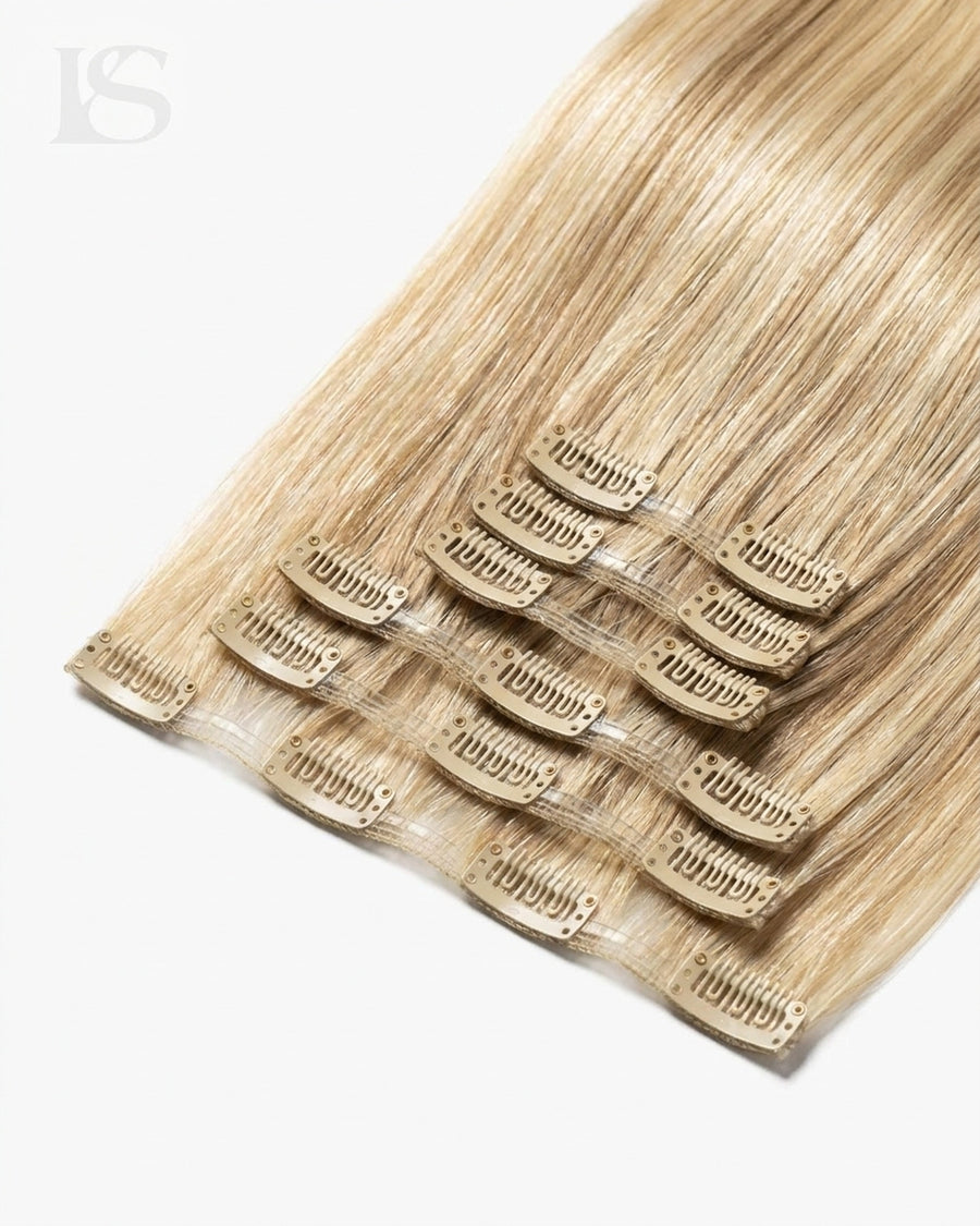 Extensión de Pelo Natural Ash Brown/Honey Blonde / #8/20/24/60 Lys — las bandas y sus clips