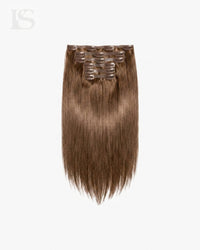 Echt Haar Extension Chestnut Brown / #6 Lys — de complete set