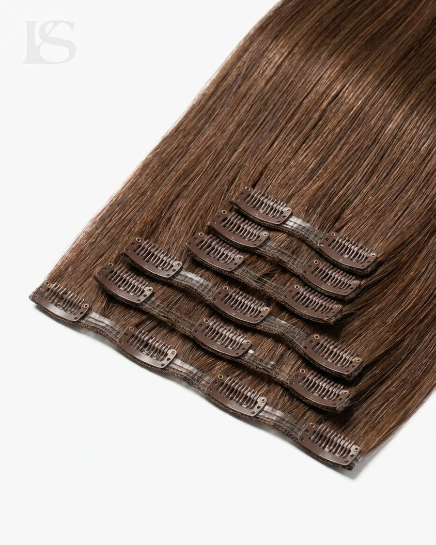 Extensión de Pelo Natural Chocolate Brown / #4 Lys — las bandas y sus clips