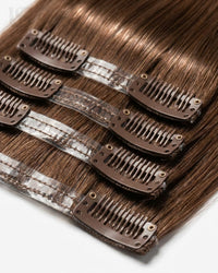 Extensión de Pelo Natural Chocolate Brown / #4 Lys — los clips y la banda de silicona