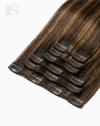 Echthaar Extension Dark Brown/Chestnut Brown / #2/6 Lys — die Tressen und ihre Clips