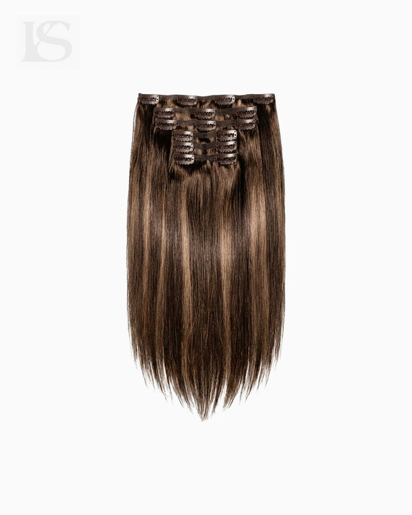 Natural Hair Extension Dark Brown/Dirty Blonde / #2/18 Lys — the complete set