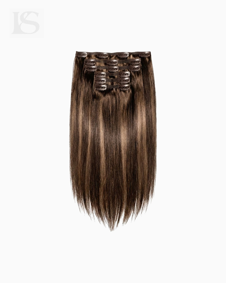 Natural Hair Extension Dark Brown/Dirty Blonde / #2/18 Lys — the complete set