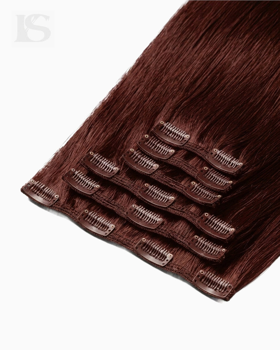 Natural Hair Extension Dark Maple Brown / #530 Lys — the wefts and their clips