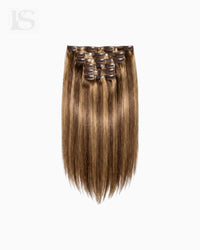Natural Hair Extension Dirty Brunette Highlight Lys — the complete set
