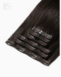 Natural Hair Extension Mochachino Brown / #1C Lys — the wefts and their clips