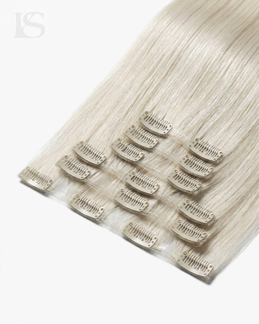 Natural Hair Extension Platinum Blonde / #80 Lys — the wefts and their clips