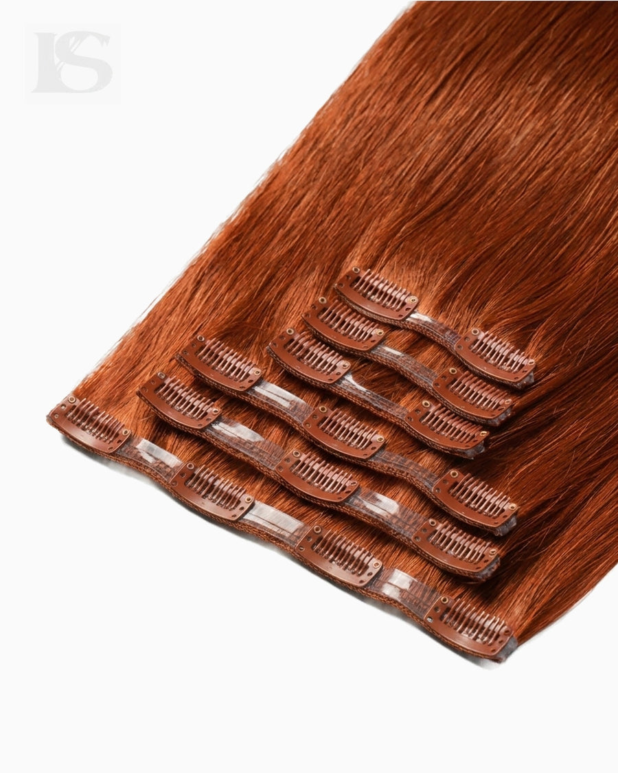 Natural Hair Extension Spiced Crimson / #570 Lys — the wefts and their clips