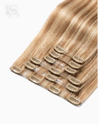 Natural Hair Extension Vanilla Latte Highlight #8/8/60 Lys — the wefts and their clips