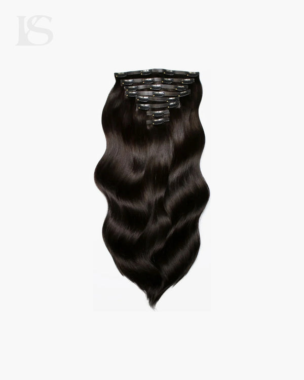 Natural Brown Black Body Wave Hair Extensions Clip-in LYS