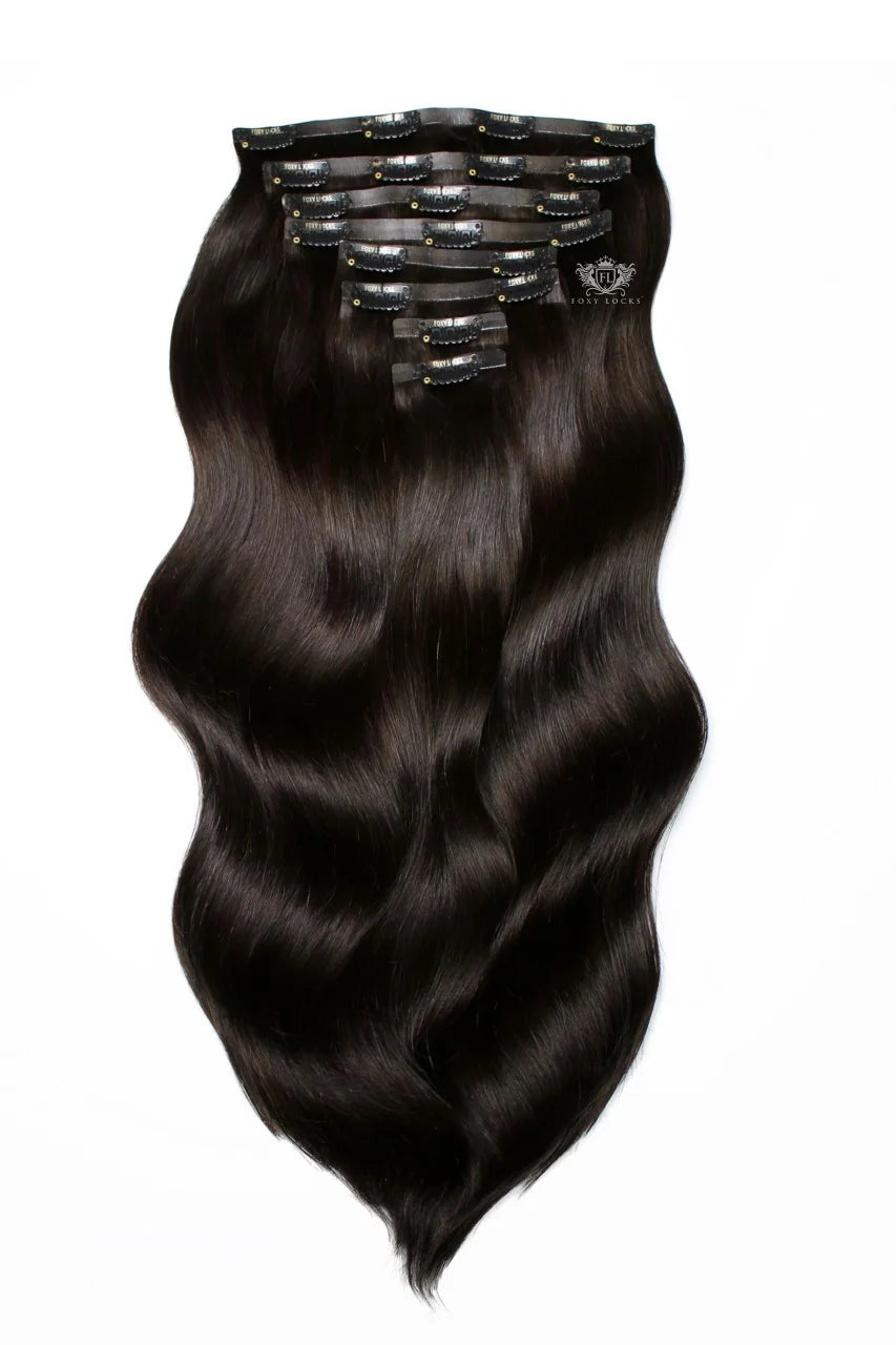 Extensions Cheveux Naturel Brun Noir Clip-in ondulé LYS — vue 1