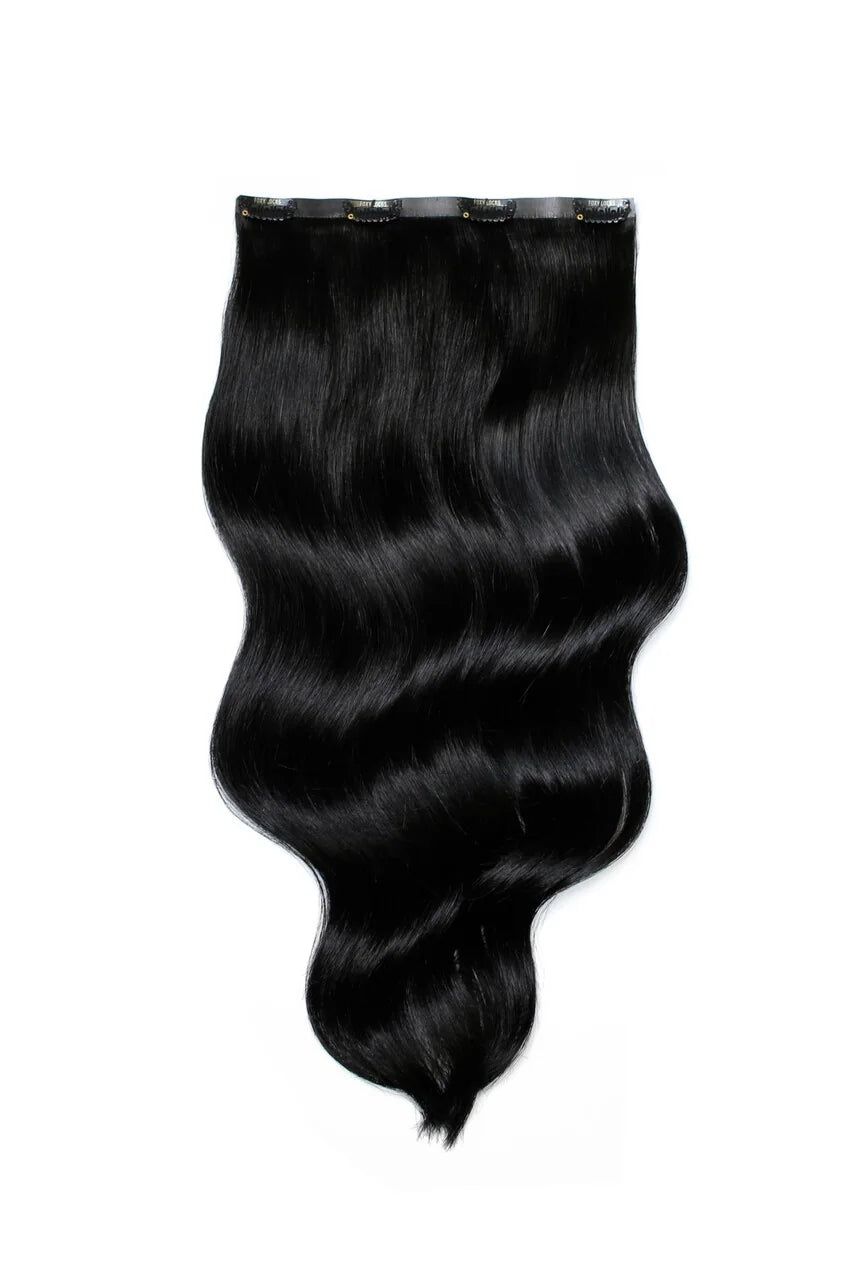 Hair Extensions Naturligt Hår Sort Clip-in Glat LYS — vue 1