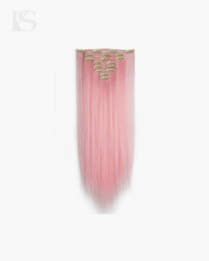 Hair Extensions Naturligt Hår Rosa Clip-in Glat LYS