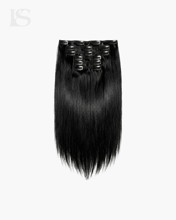 Straight Black Clip-in Human Hair Extensions LYS