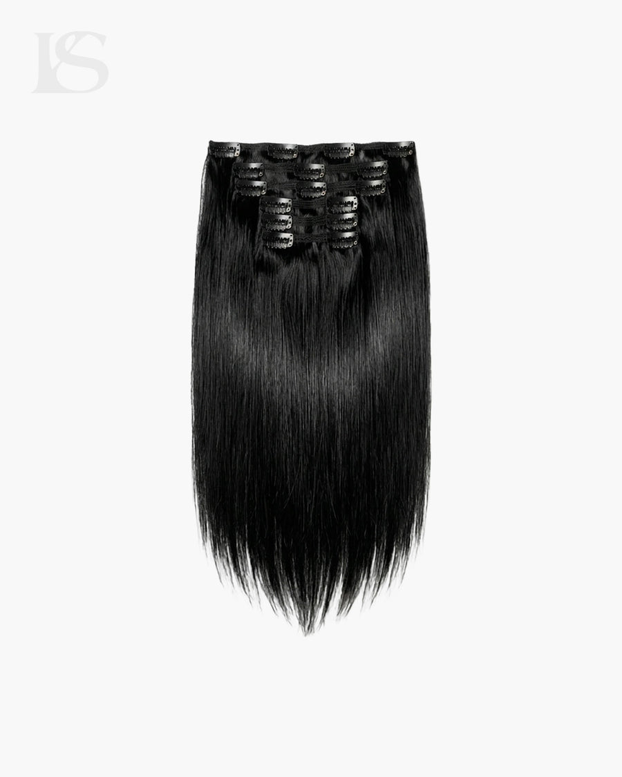 Extensions à clips cheveux naturels noirs lisses LYS — visuel 1