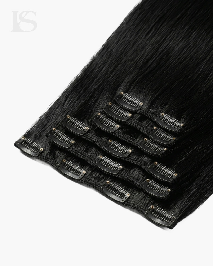 Extensions à clips cheveux naturels noirs lisses LYS — visuel 2