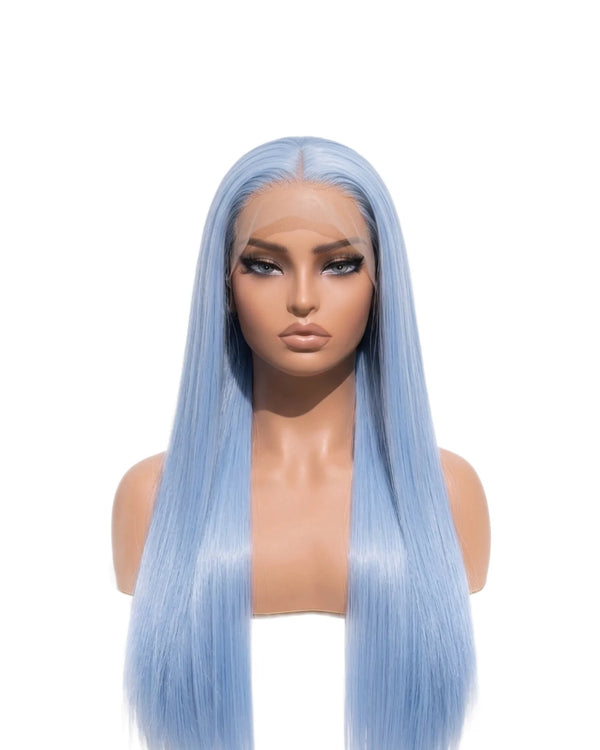 Natural Light Blue Straight Hair Wigs Long LYS