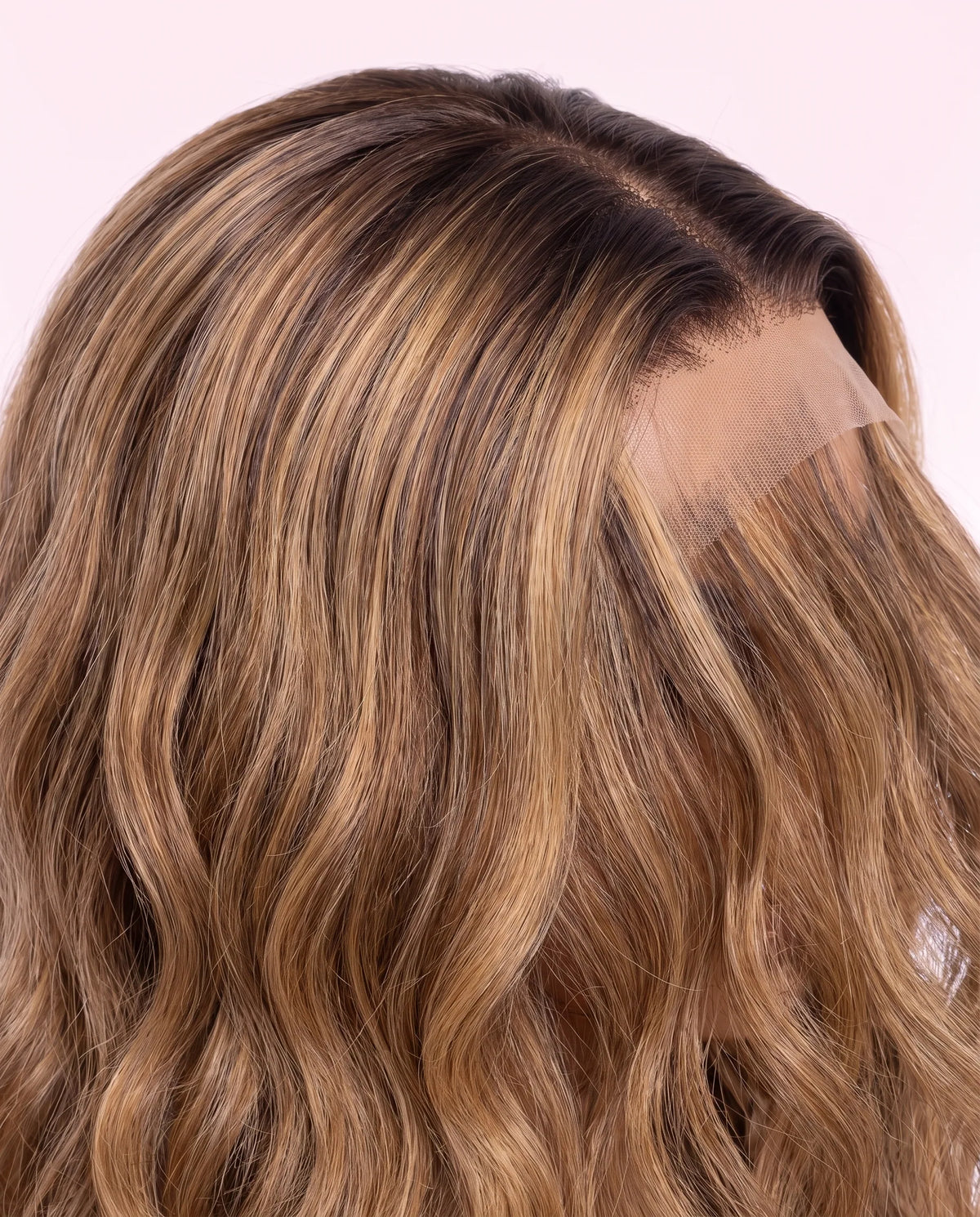 Perruques Cheveux Naturel Blond Miel Caramel ondulé Long LYS — vue 3
