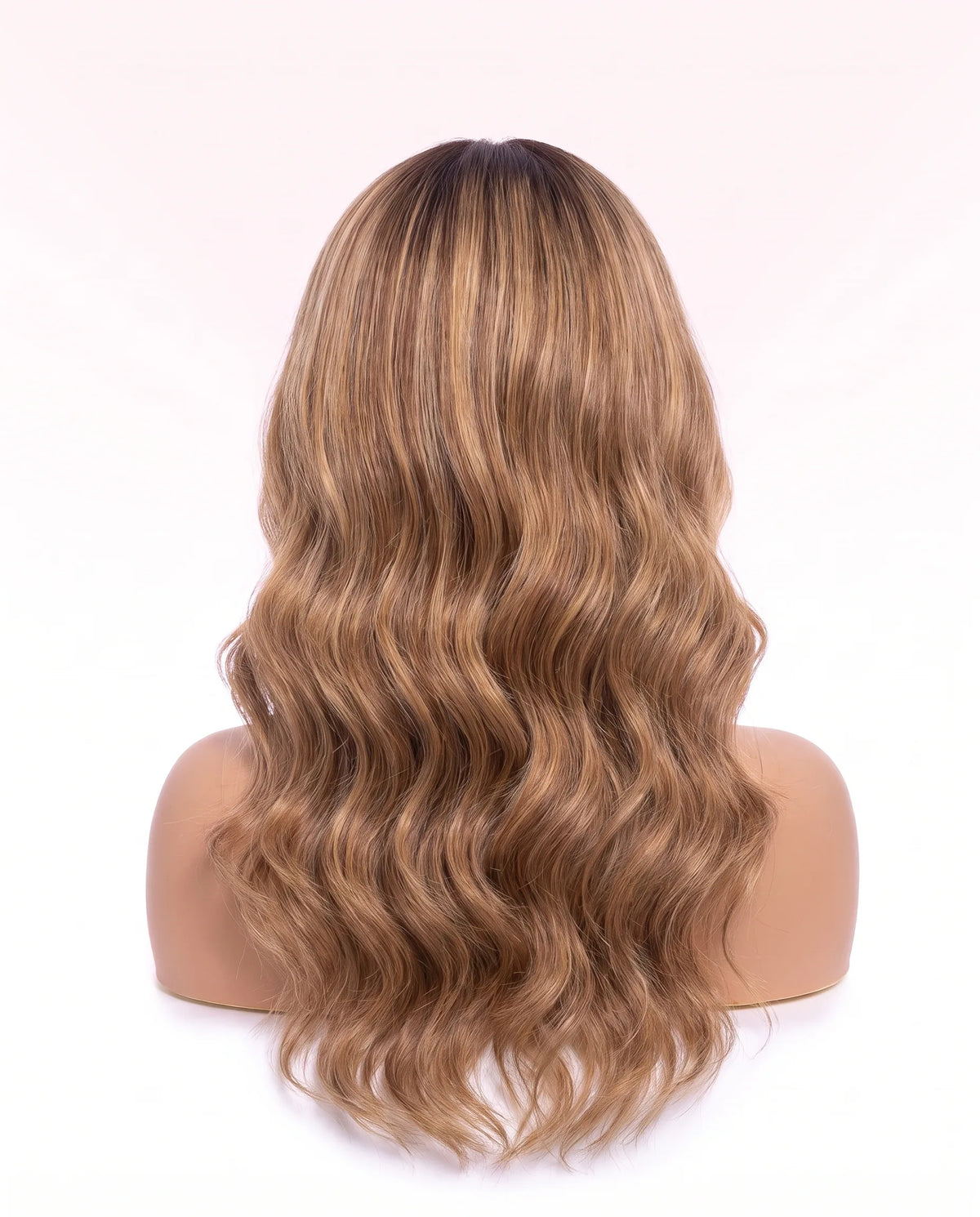 Perruques Cheveux Naturel Blond Miel Caramel ondulé Long LYS — vue 2