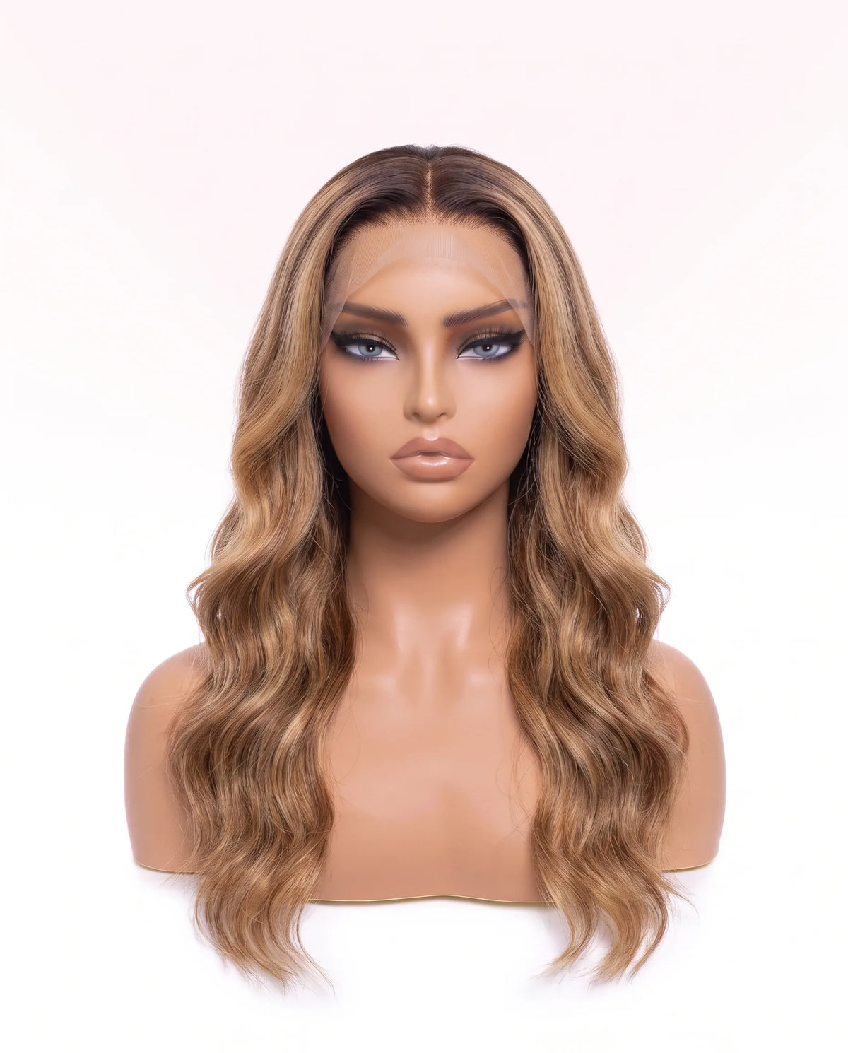 Perruques Cheveux Naturel Blond Miel Caramel ondulé Long LYS — vue 1