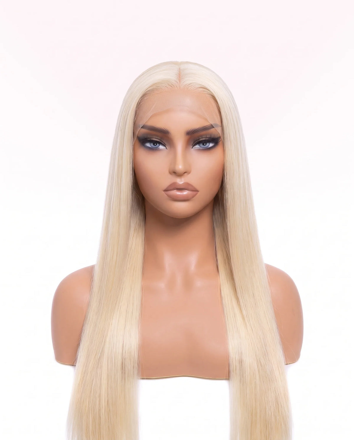 Peruka z naturalnych włosów platynowy blond prosta ekstra długa LYS — vue 1