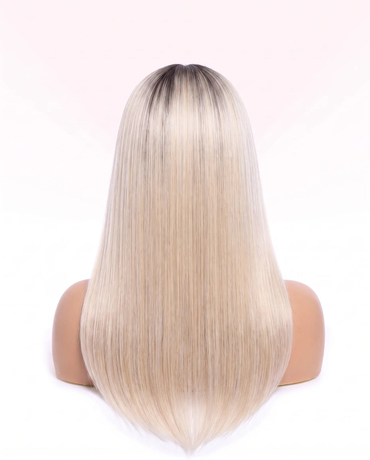 Perruques Cheveux Naturel Blond Platine Racines Ombrées lisse Mi-long LYS — vue 2