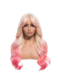 Natural Blonde and Pink Straight Hair Wigs Long LYS