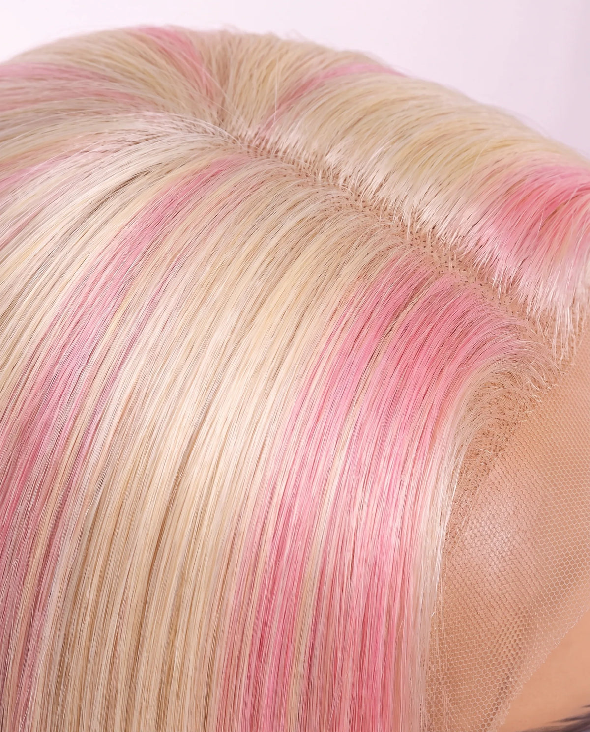Natural Blonde and Pink Straight Hair Wigs Long LYS — vue 3