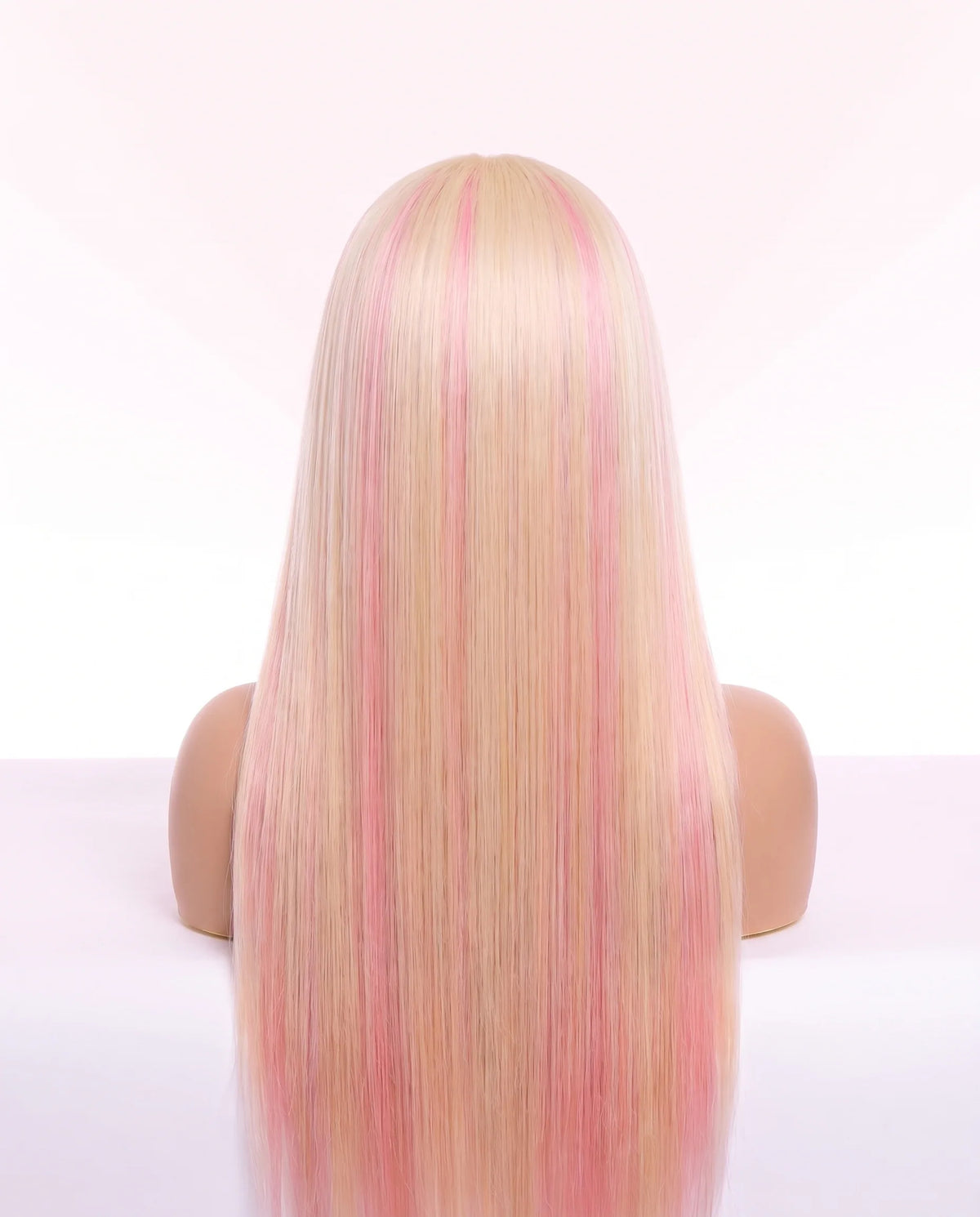 Natural Blonde and Pink Straight Hair Wigs Long LYS — vue 2