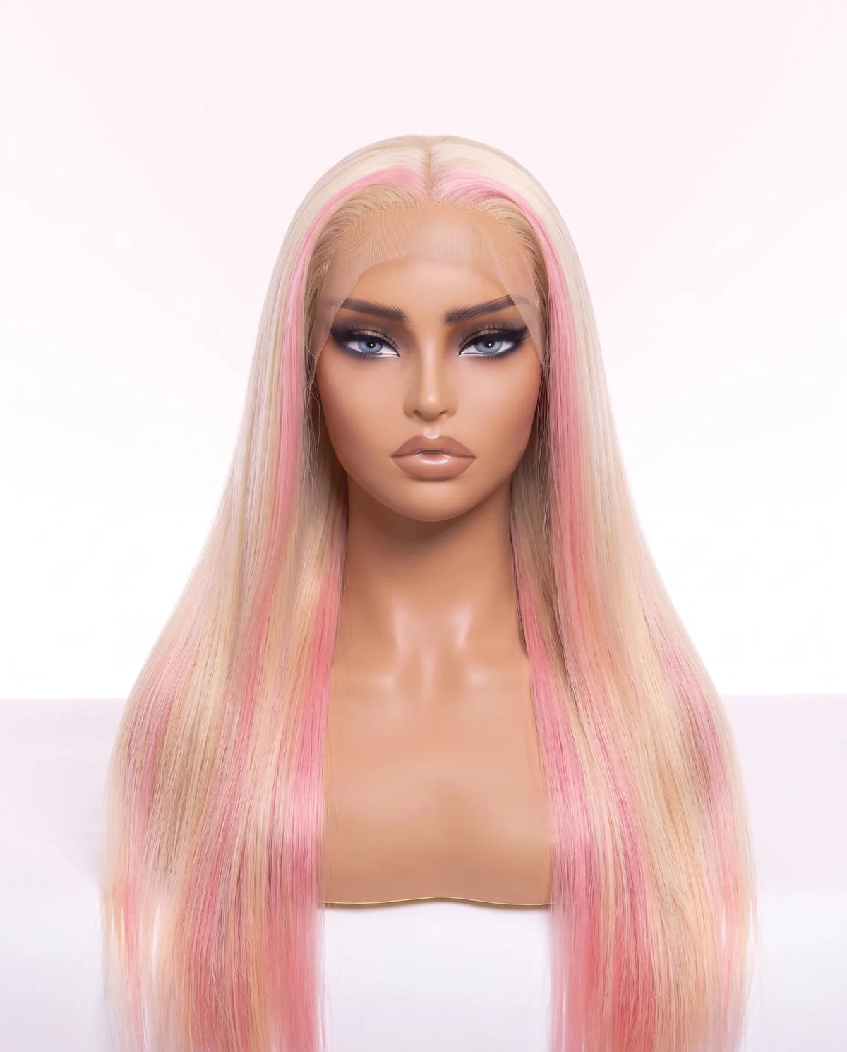 Natural Blonde and Pink Straight Hair Wigs Long LYS — vue 1