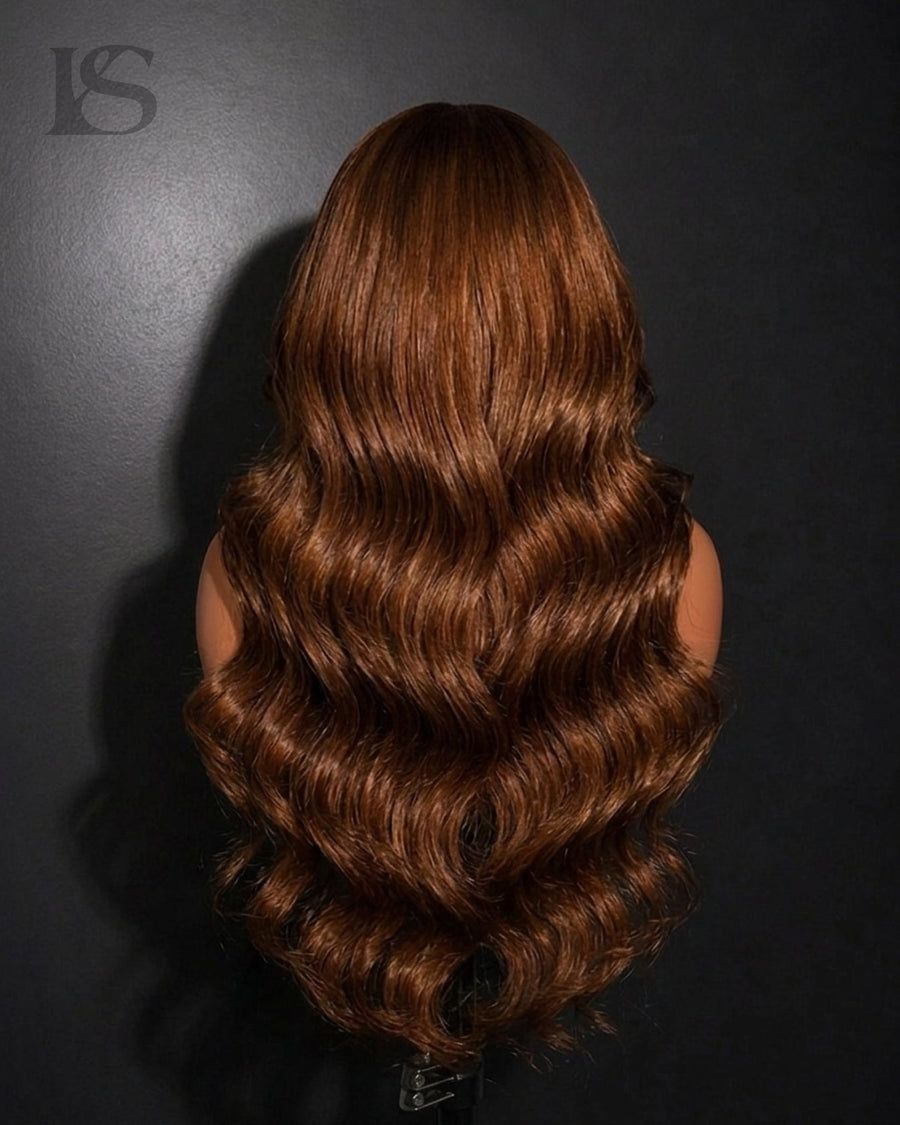 Chocolate Brown Body Wave Hair Wigs Long LYS — back view