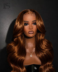 Chocolate Brown Body Wave Hair Wigs Long LYS — front view, bust shot