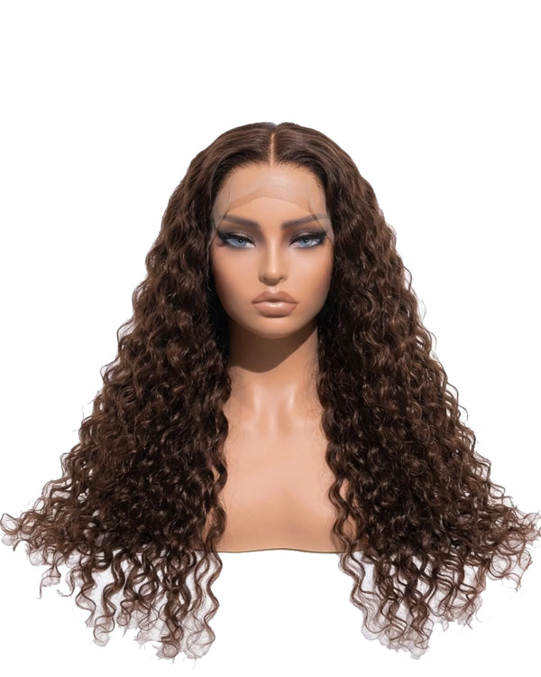 Perruques Cheveux Naturel Brun bouclé Long LYS