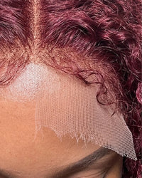 Perruques Cheveux Naturel Bordeaux Deep Wave Long LYS — dentelle HD gros plan