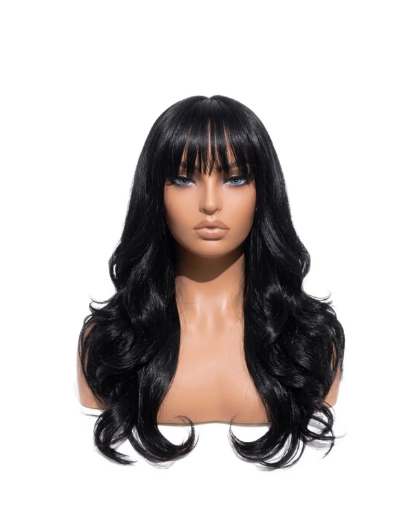 Natural Black Straight Hair Wigs Long with Bangs LYS