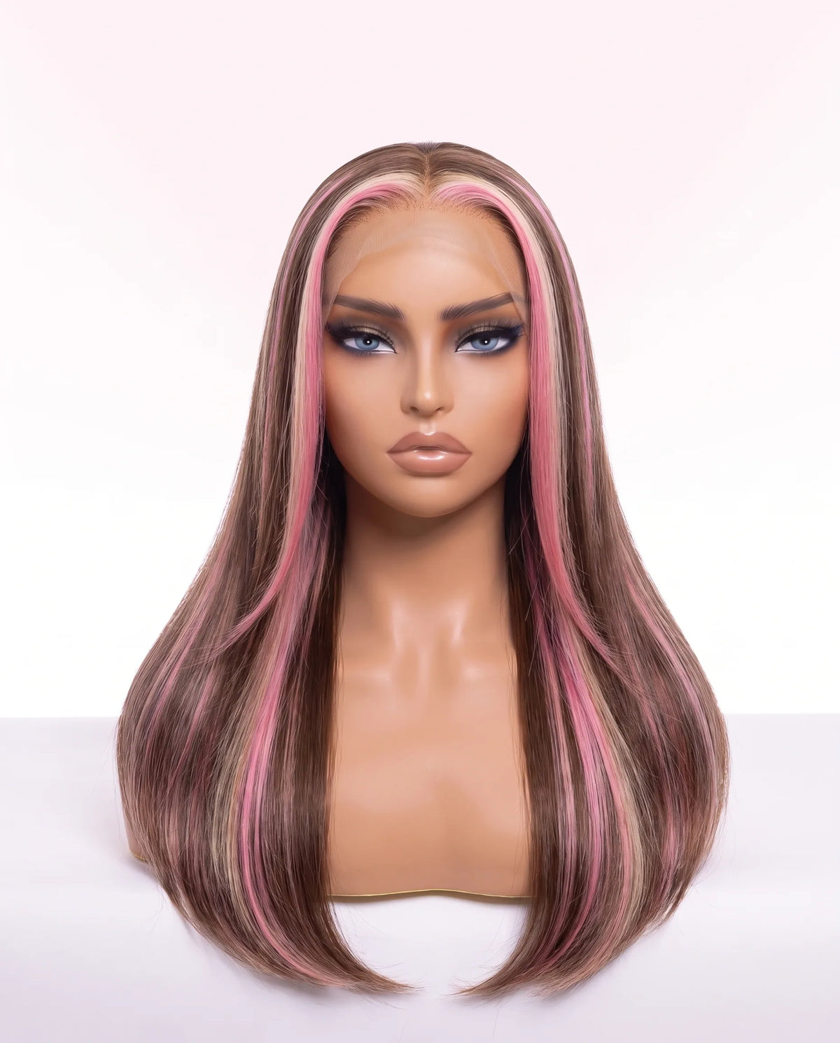 Natural Pink Brown Blonde Straight Hair Wigs Long LYS — vue 1