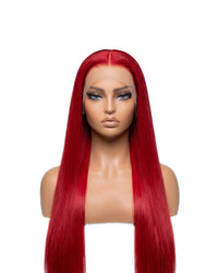 Peluca de cabello natural rojo liso extralarga LYS — encaje HD sin pegamento, lista para usar