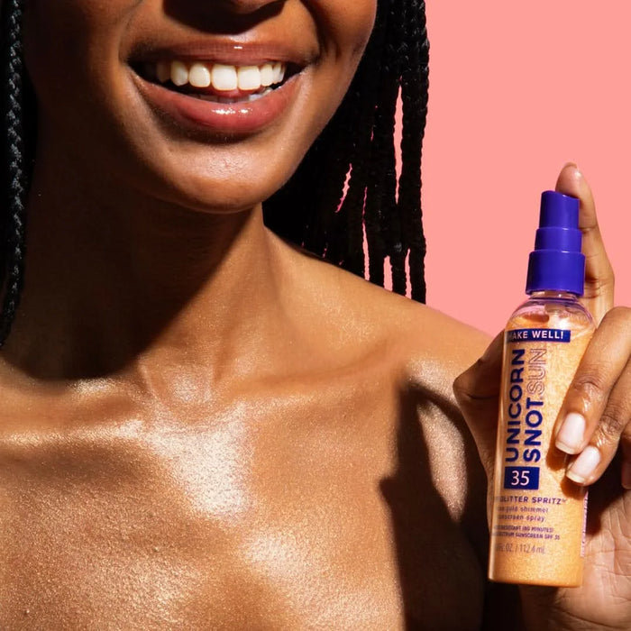 Lookbook Sunscreen Glitter Spray Pink Gold SPF 35 — LYS