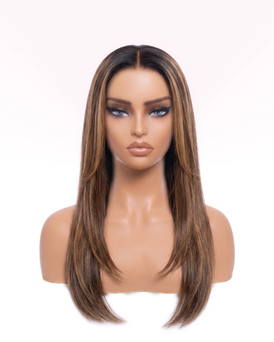 Perruque Lisse Dégradée Prête-à-porter - Brun Balayage à Mèches | LYS
