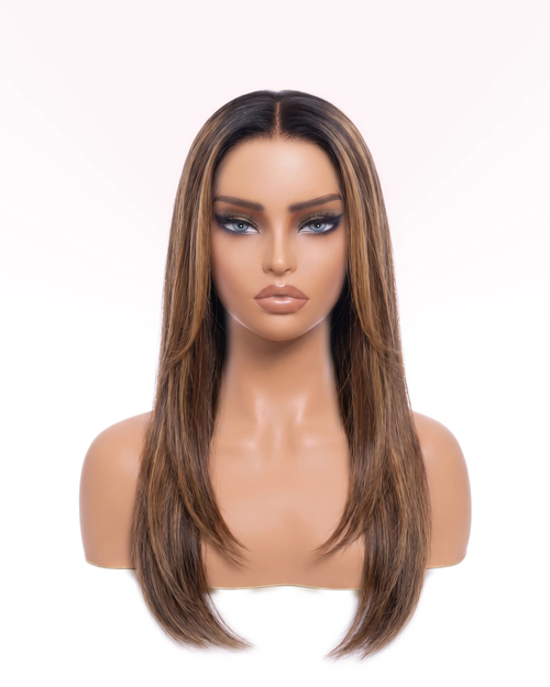 Perruque Lisse Dégradée Prête-à-porter - Brun Balayage à Mèches | LYS