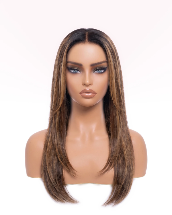 Perruque Lisse Dégradée Prête-à-porter - Brun Balayage à Mèches | LYS