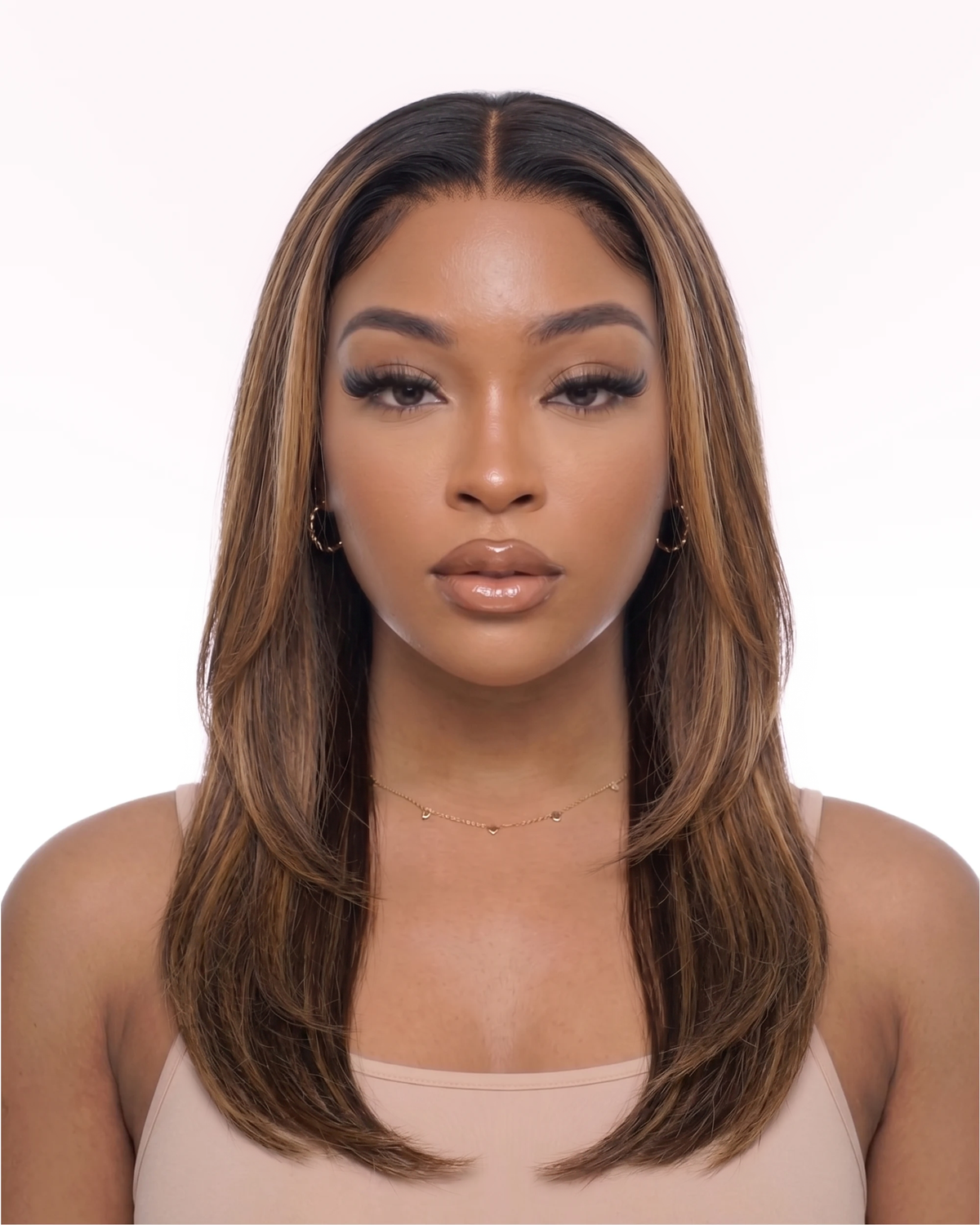 Perruque Lisse Dégradée Prête-à-porter - Brun Balayage à Mèches | LYS — vue 2