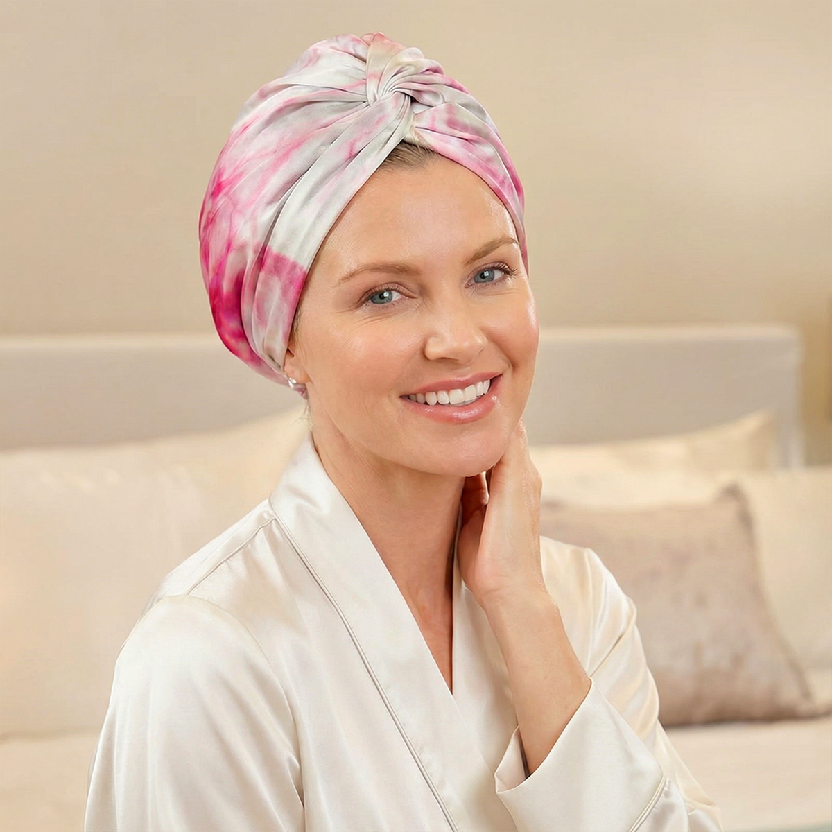 Bonnet en Soie de Mûrier - Tie-Dye Rose | LYS — vue 4