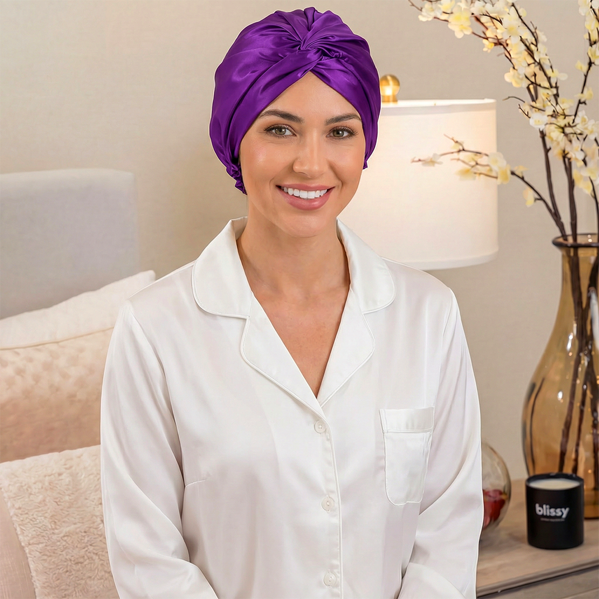 Bonnet en Soie de Mûrier - Violet Royal | LYS — vue 4